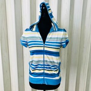 Juicy Couture Blue and Yellow Striped Hoodie